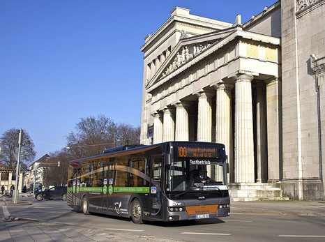 Electric bus in clean city Munich Germany